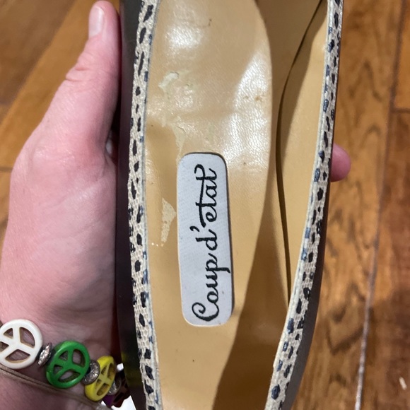 Coup d’etat Vintage Heels Black Cheetah Size 7.5 AA Narrow Round Toe Wanton2 EUC - Picture 4 of 16